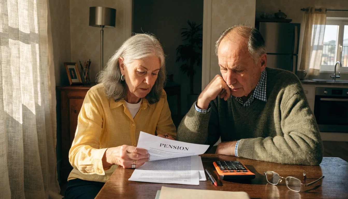 Pareja revisando en casa los documentos de su pensión y su ahorro para la jubilación