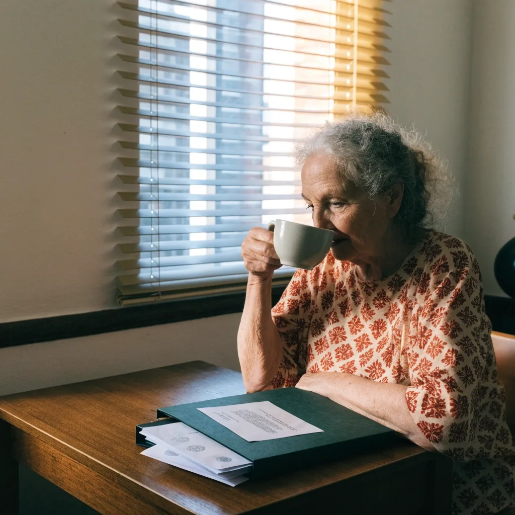 Persona mayor consultando información sobre pensiones en un ordenador en su casa